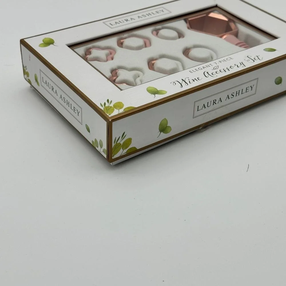LAURA ASHLEY‎ Wine Set Rose Gold & Pink Stopper Charms